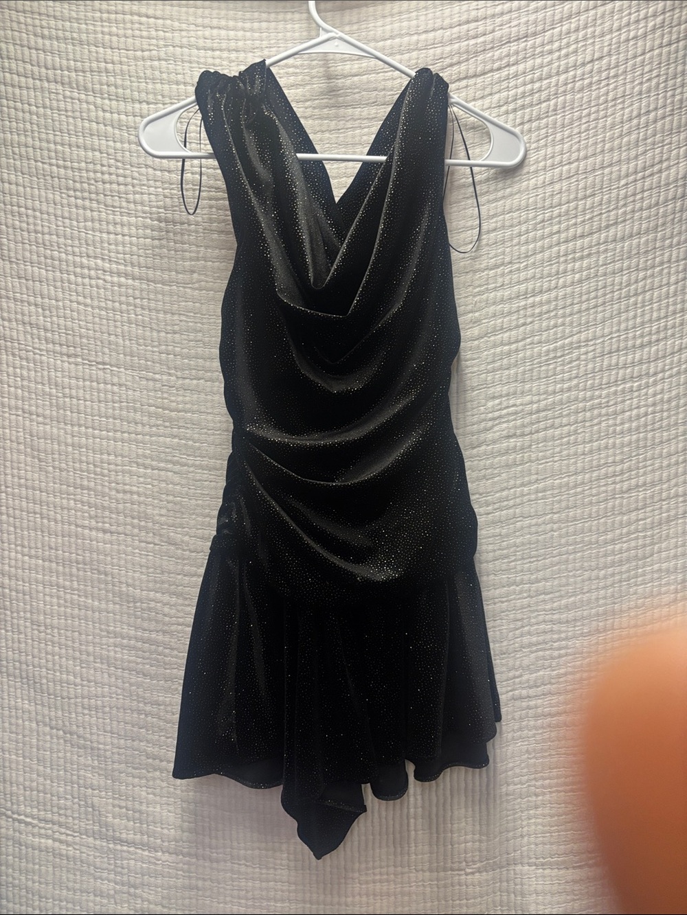 Zara Black Sparkle Asymmetrical Cowl Dress